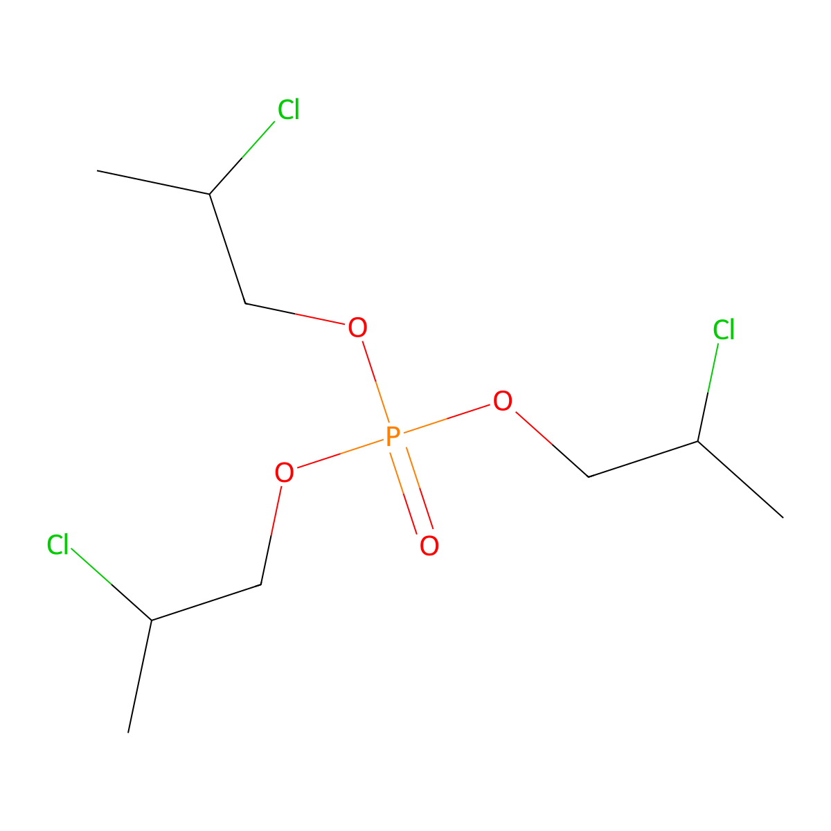 Tris(2-chloropropyl) phosphate molecular structure, CAS 6145-73-9