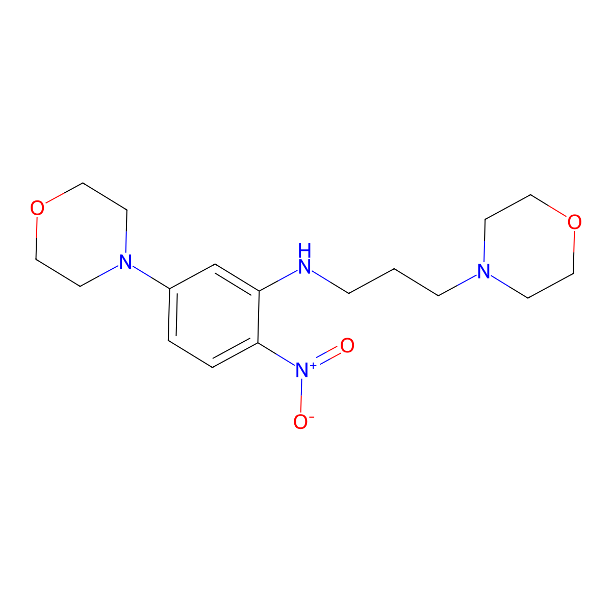 5-(morpholin-4-yl)-N-[3-(morpholin-4-yl)propyl]-2-nitroaniline molecular structure, CAS 6145-89-7