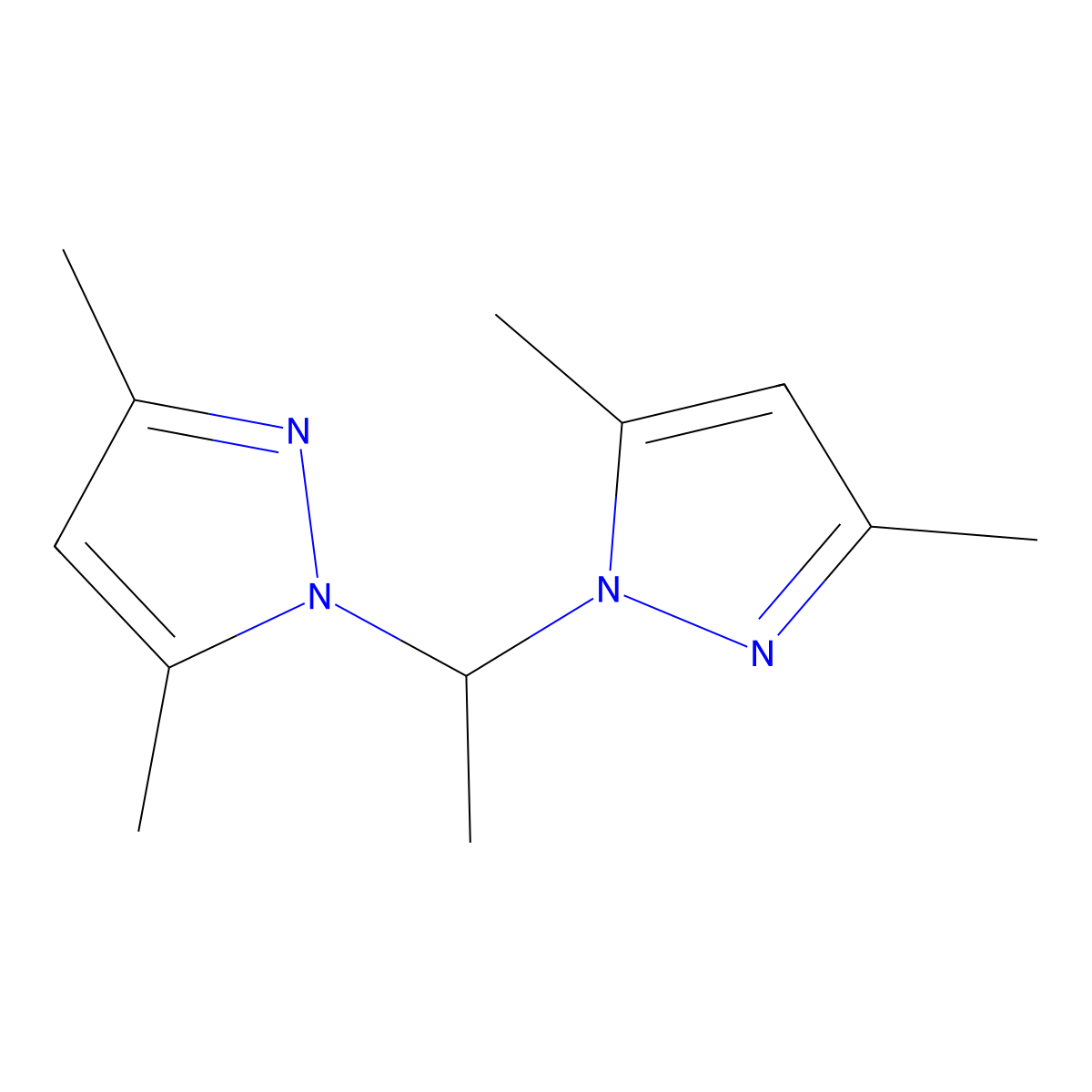 1H-Pyrazole, 1,1'-ethylidenebis[3,5-dimethyl- molecular structure, CAS 61453-46-1