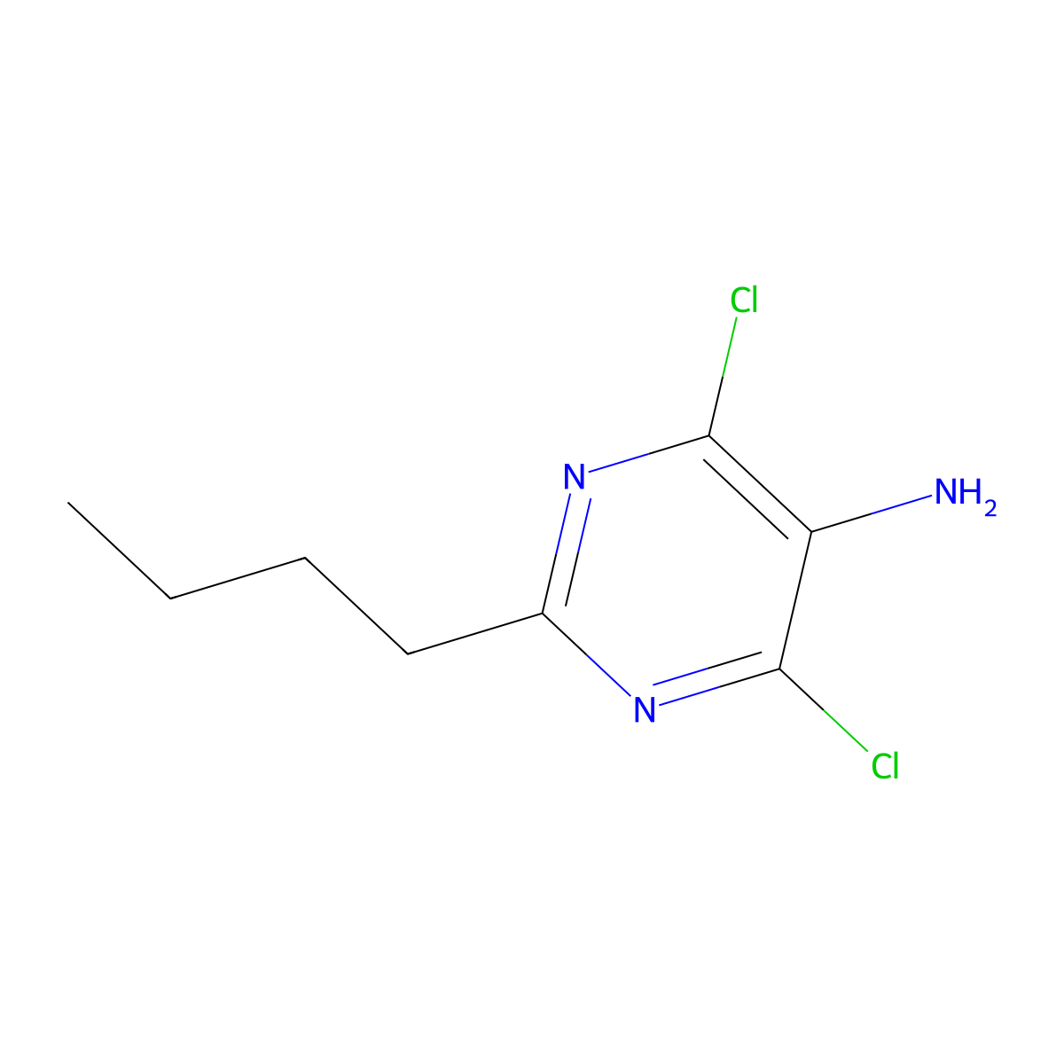 2-Butyl-4,6-dichloropyrimidin-5-amine molecular structure, CAS 61456-99-3