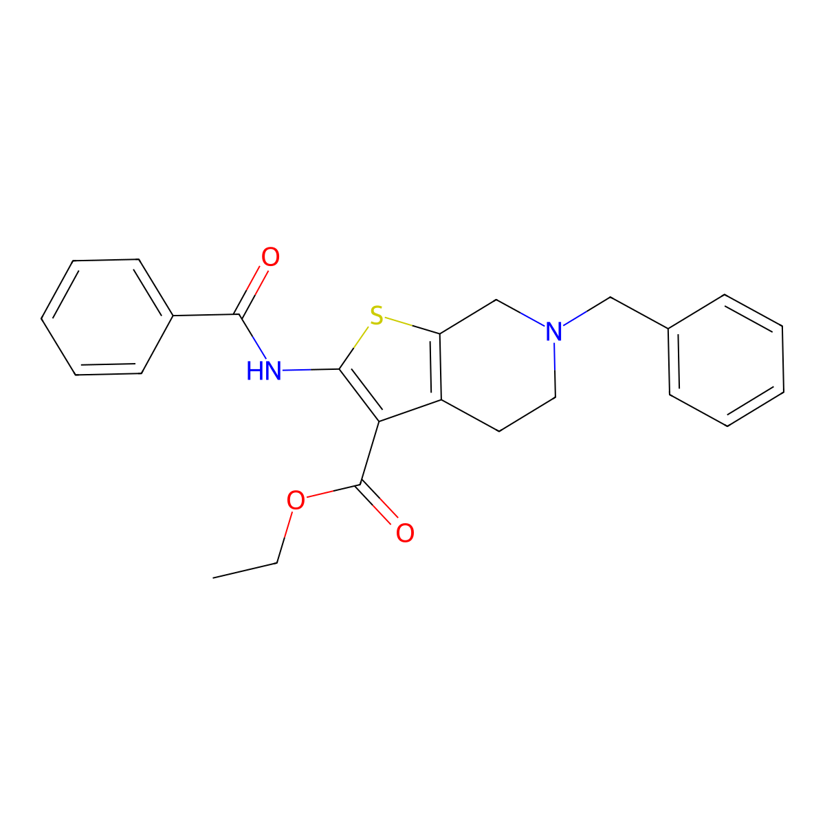 ethyl 2-benzamido-6-benzyl-5,7-dihydro-4H-thieno[2,3-c]pyridine-3-carboxylate molecular structure, CAS 6146-51-6