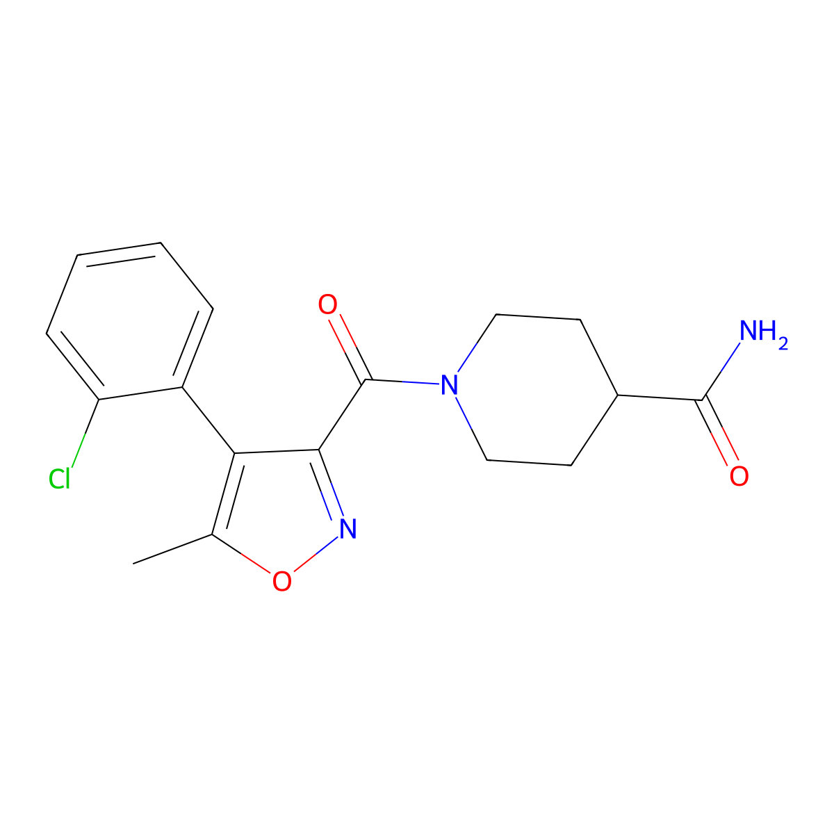 1-{[4-(2-Chlorophenyl)-5-methyl-1,2-oxazol-3-yl]carbonyl}piperidine-4-carboxamide molecular structure, CAS 6146-75-4