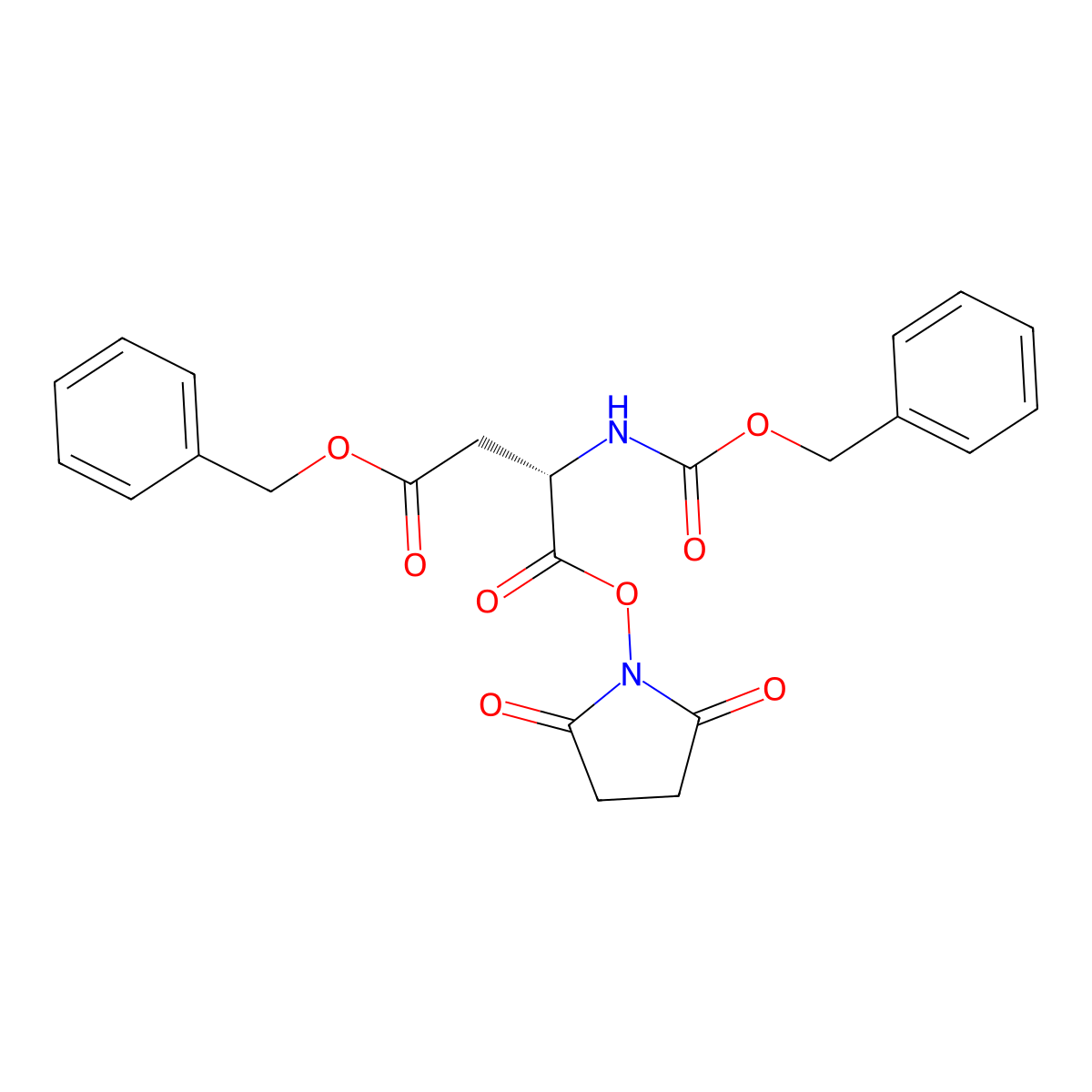 Carbobenzyloxy-L-aspartic acid 4-benzyl 1-(N-hydroxysuccinimide) esters molecular structure, CAS 61464-33-3