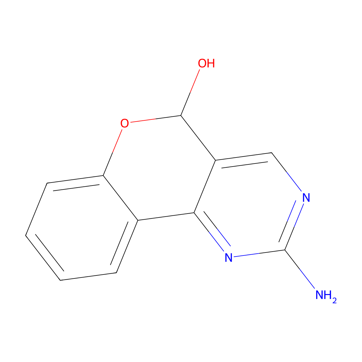 2-amino-5H-chromeno[4,3-d]pyrimidin-5-ol molecular structure, CAS 61466-24-8