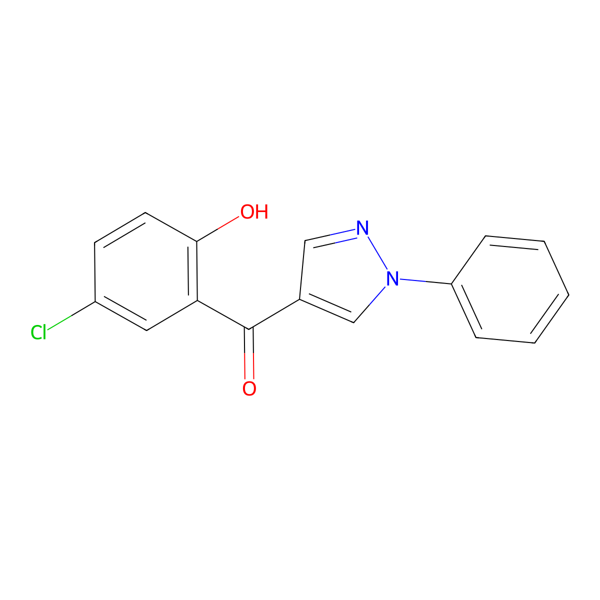 (5-chloro-2-hydroxyphenyl)(1-phenyl-1H-pyrazol-4-yl)methanone molecular structure, CAS 61466-46-4