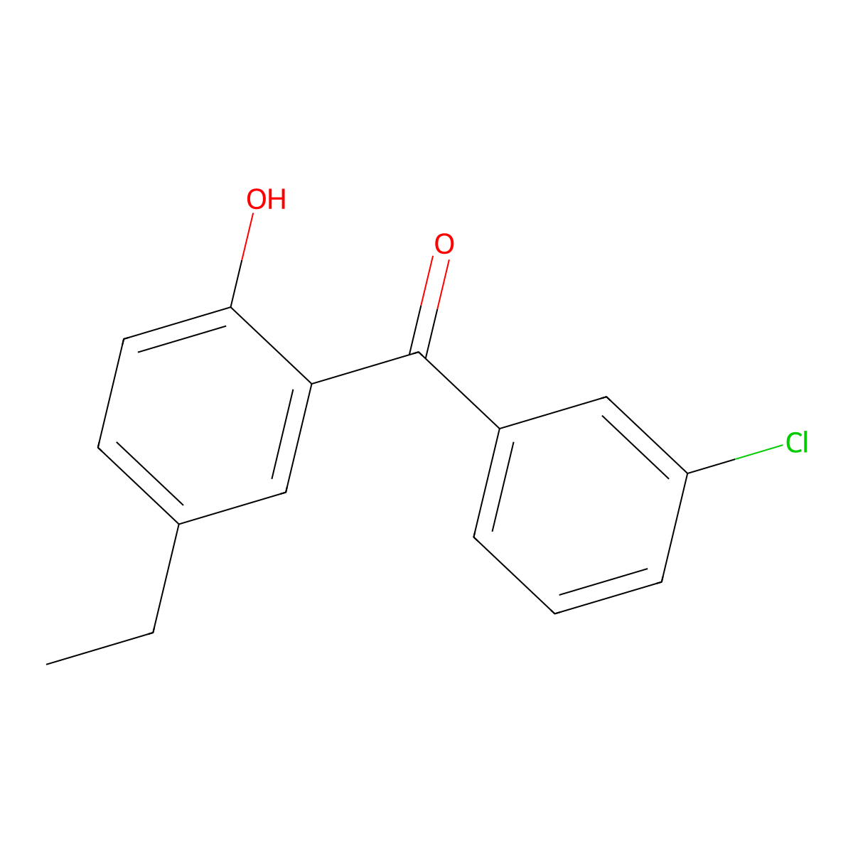 (3-Chlorophenyl)(5-ethyl-2-hydroxyphenyl)methanone molecular structure, CAS 61466-85-1