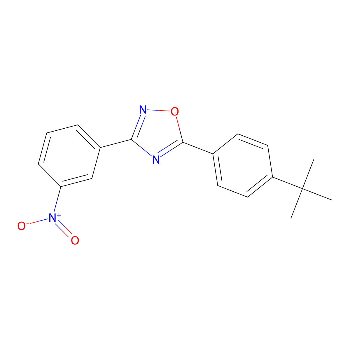 1,2,4-Oxadiazole, 5-[4-(1,1-dimethylethyl)phenyl]-3-(3-nitrophenyl)- molecular structure, CAS 6147-13-3
