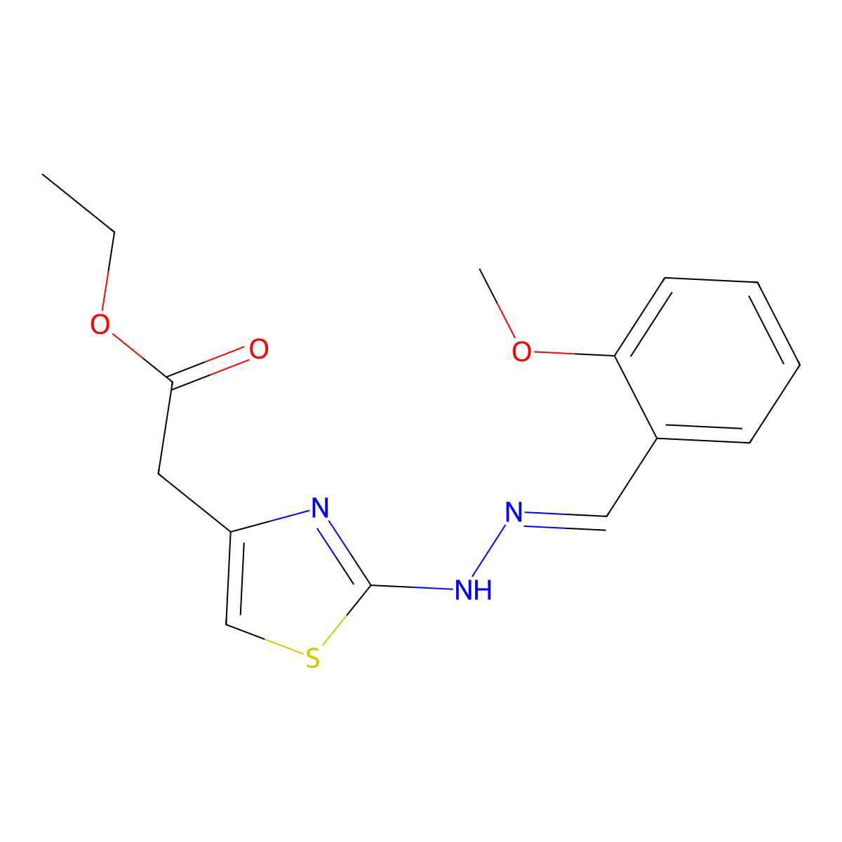 ethyl 2-[2-[(2E)-2-[(2-methoxyphenyl)methylidene]hydrazinyl]-1,3-thiazol-4-yl]acetate molecular structure, CAS 6147-92-8