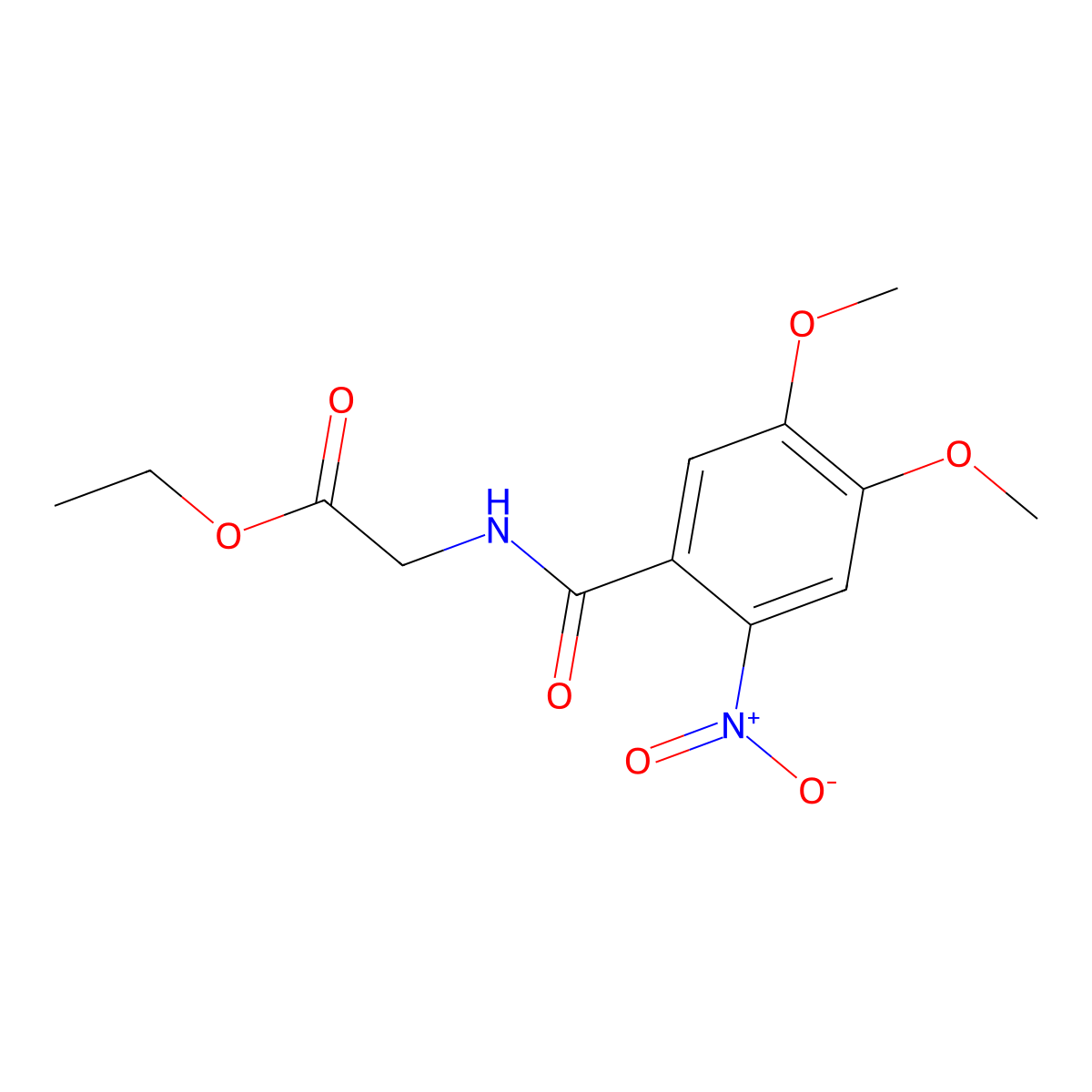Ethyl 2-[(4,5-dimethoxy-2-nitrobenzoyl)amino]acetate molecular structure, CAS 61471-49-6