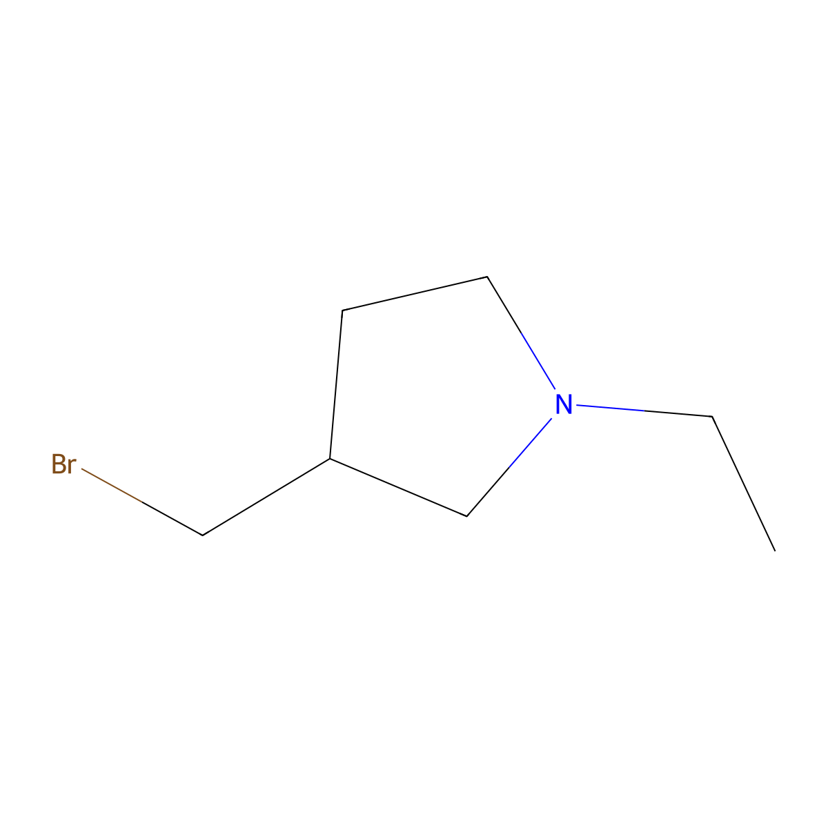 3-(Bromomethyl)-1-ethylpyrrolidine molecular structure, CAS 61472-13-7