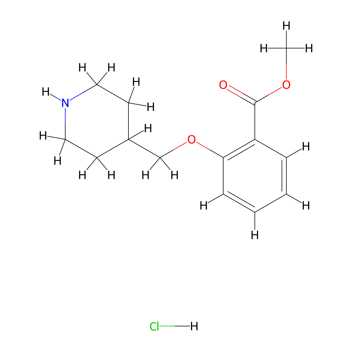 Methyl 2-(4-piperidinylmethoxy)benzoate hydrochloride molecular structure, CAS 614730-47-1
