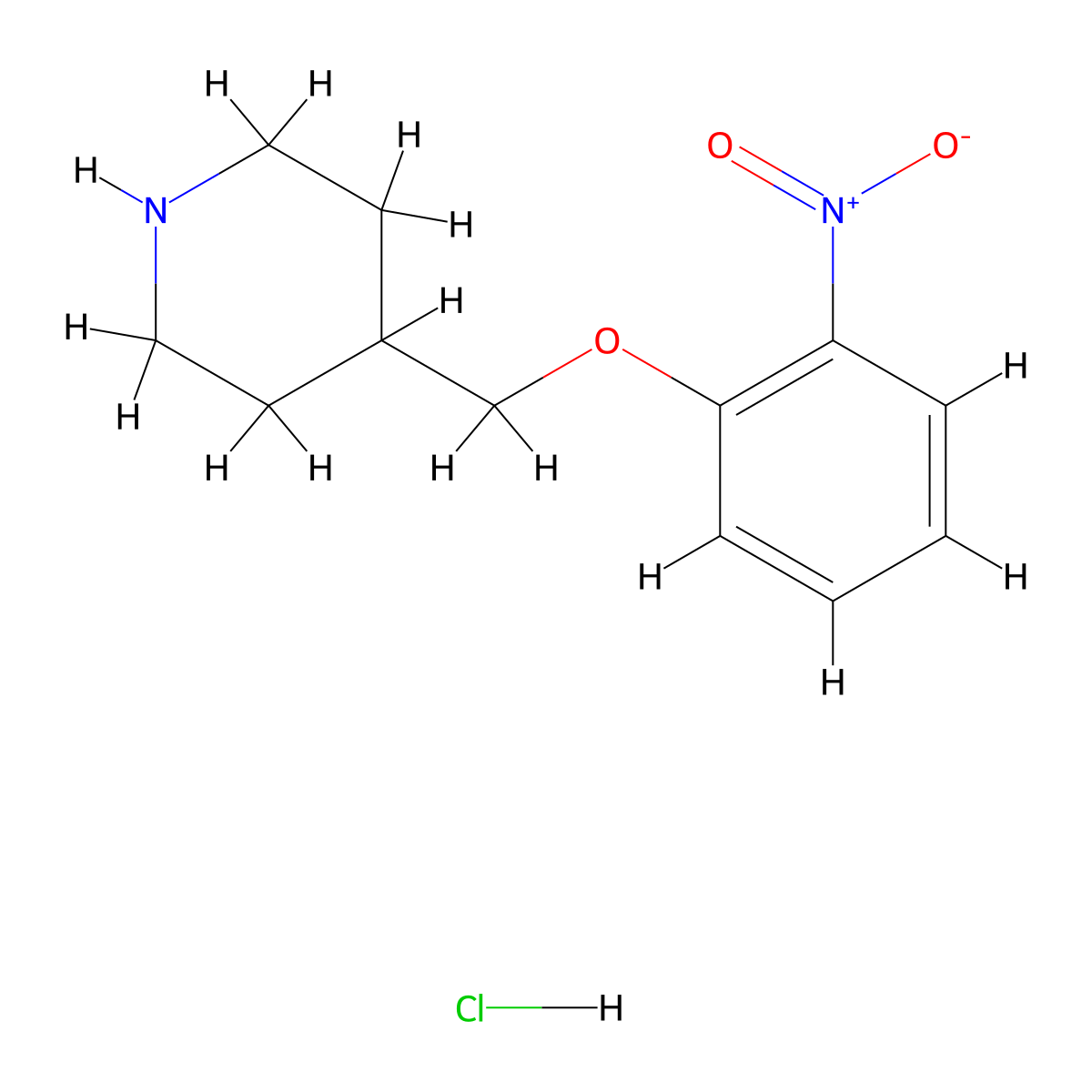 4-[(2-Nitrophenoxy)methyl]piperidine hydrochloride molecular structure, CAS 614730-50-6