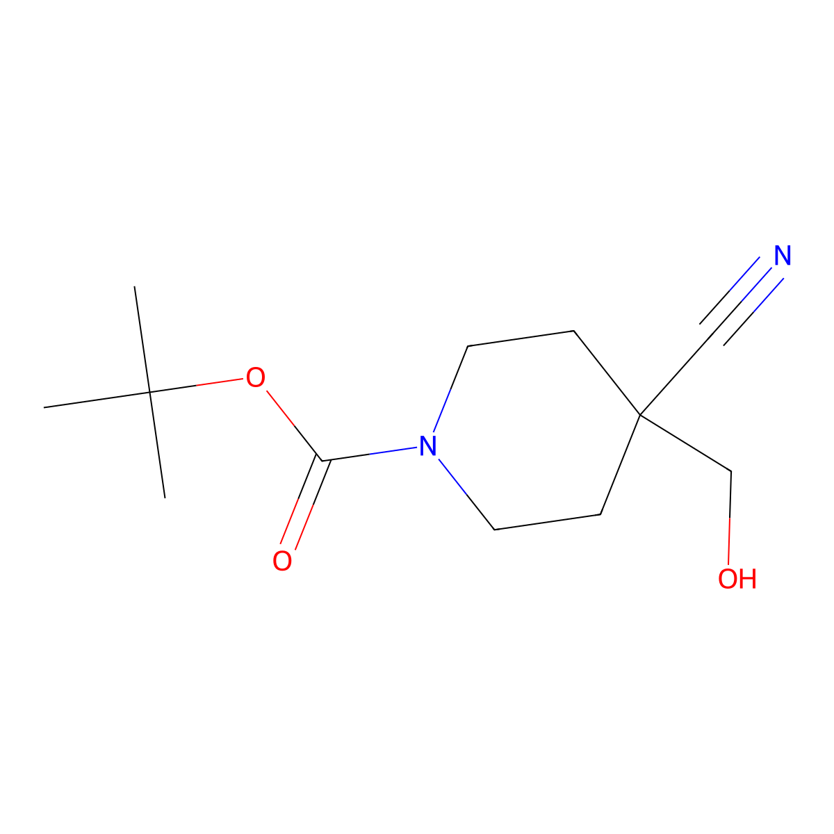 1-Boc-4-cyano-4-(hydroxymethyl)piperidine molecular structure, CAS 614730-96-0
