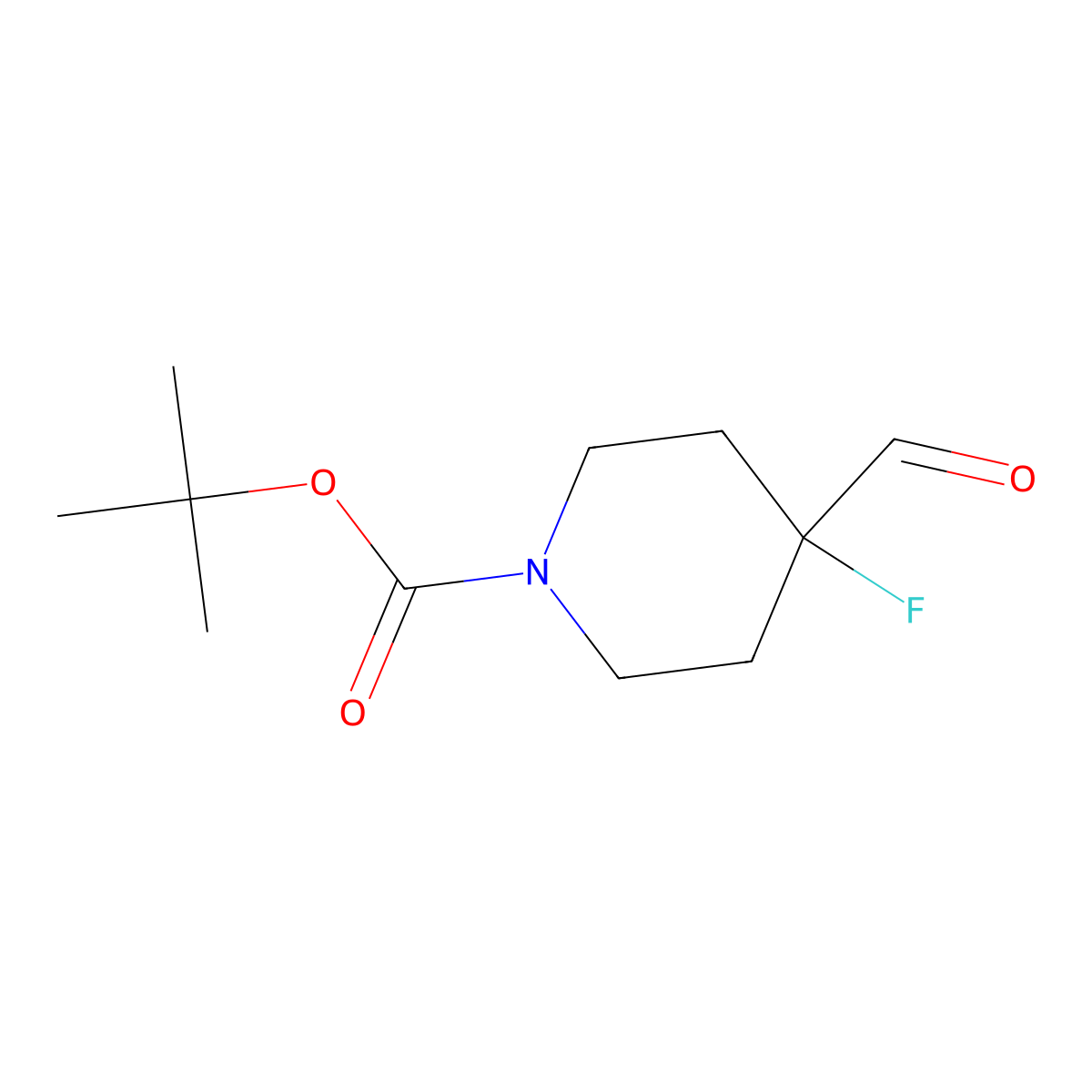 Tert-butyl 4-fluoro-4-formylpiperidine-1-carboxylate molecular structure, CAS 614731-09-8