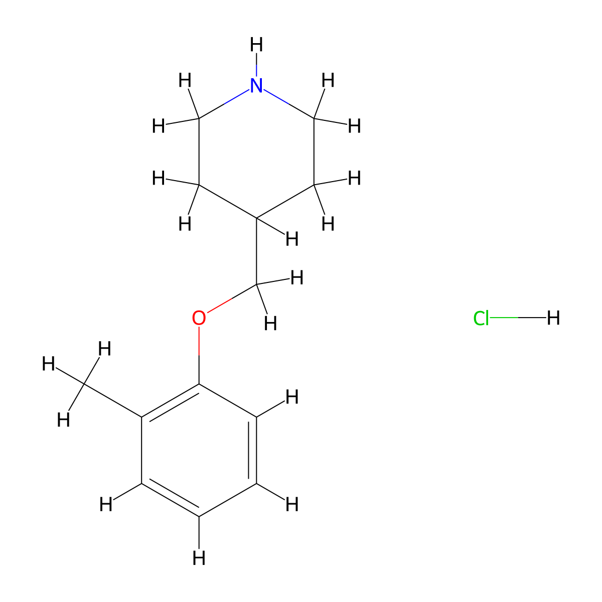 4-[(2-Methylphenoxy)methyl]piperidine hydrochloride molecular structure, CAS 614731-14-5