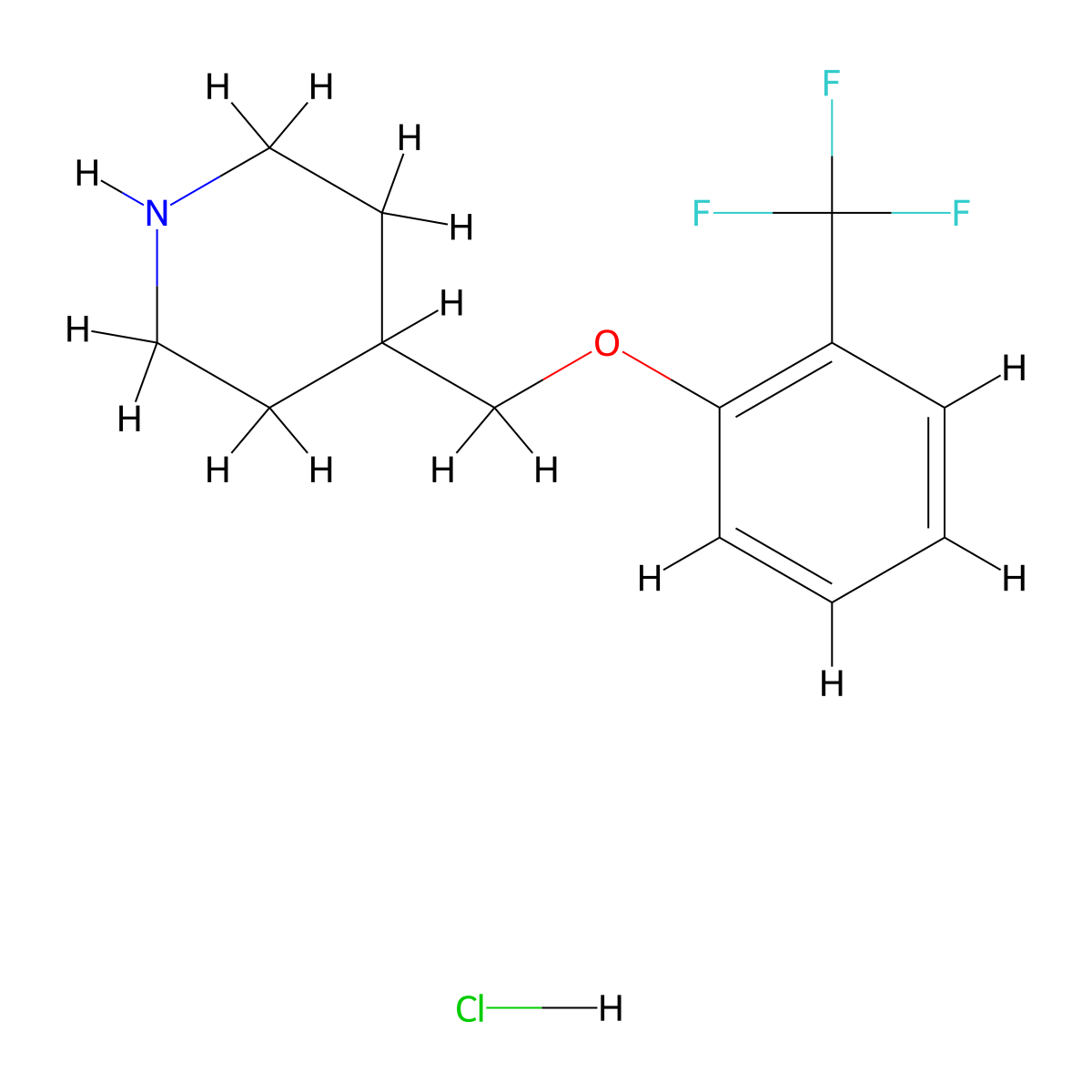 4-{[2-(Trifluoromethyl)phenoxy]methyl}piperidine hydrochloride molecular structure, CAS 614731-26-9
