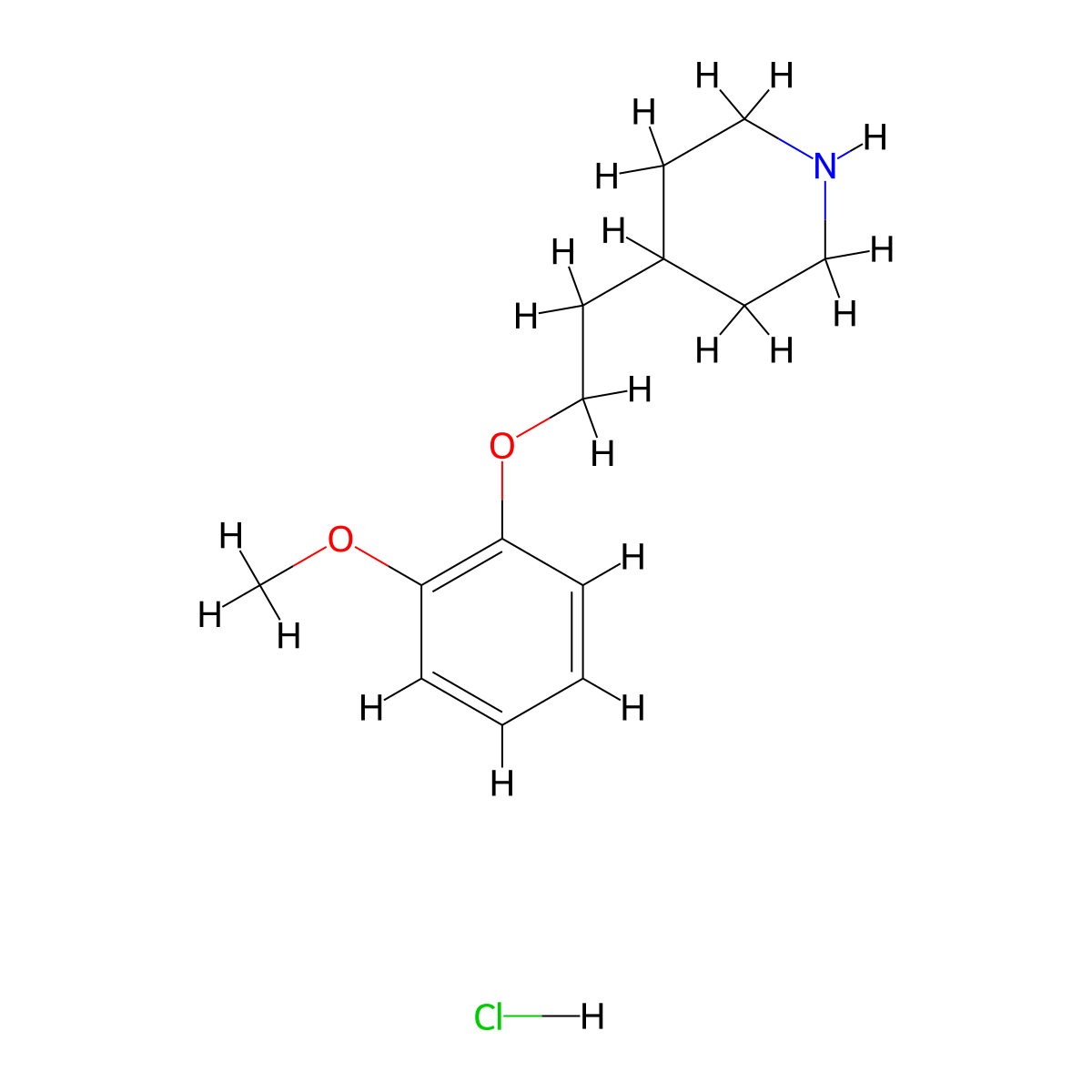 2-Methoxyphenyl 2-(4-piperidinyl)ethyl ether hydrochloride molecular structure, CAS 614731-29-2