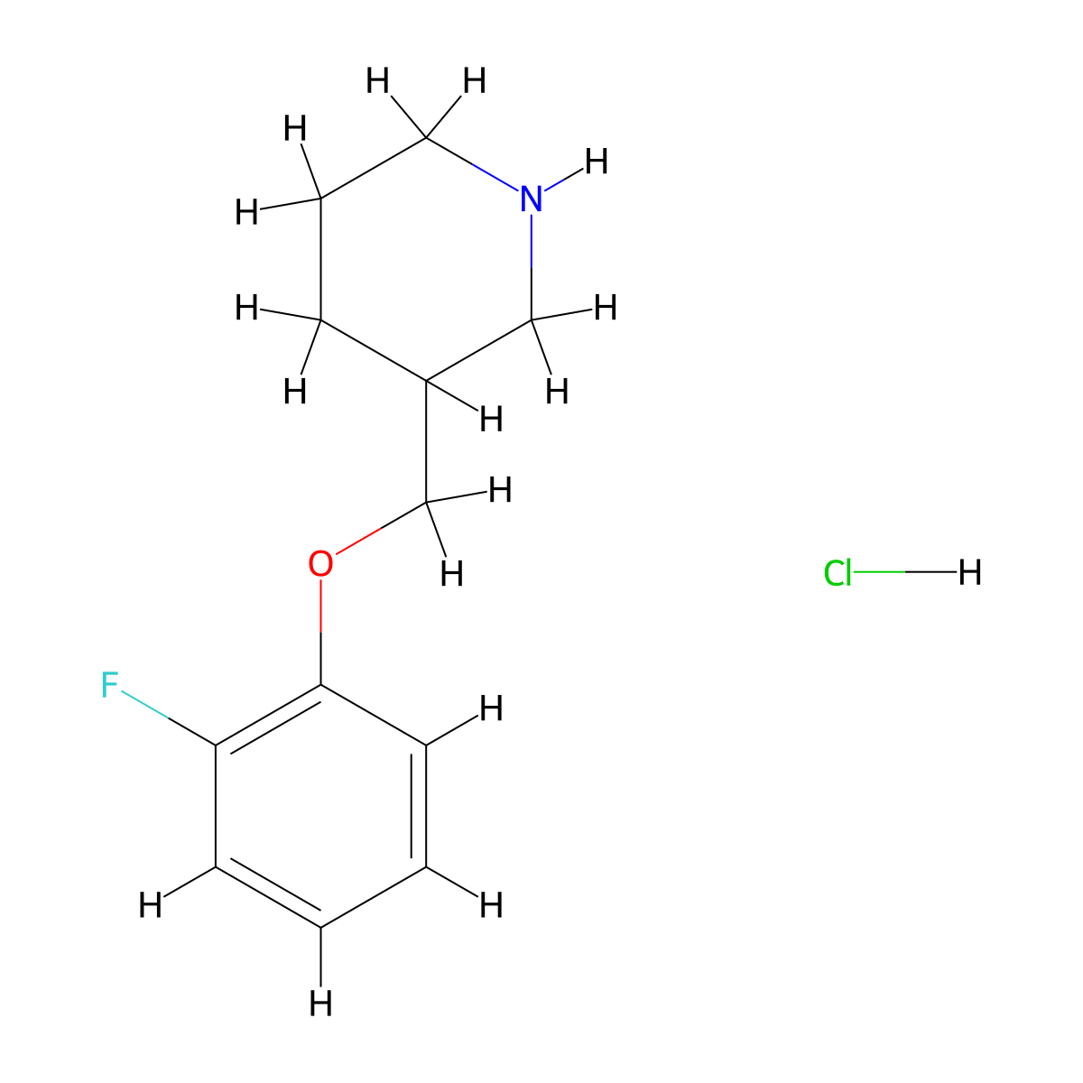 3-((2-Fluorophenoxy)methyl)piperidine hydrochloride molecular structure, CAS 614731-30-5