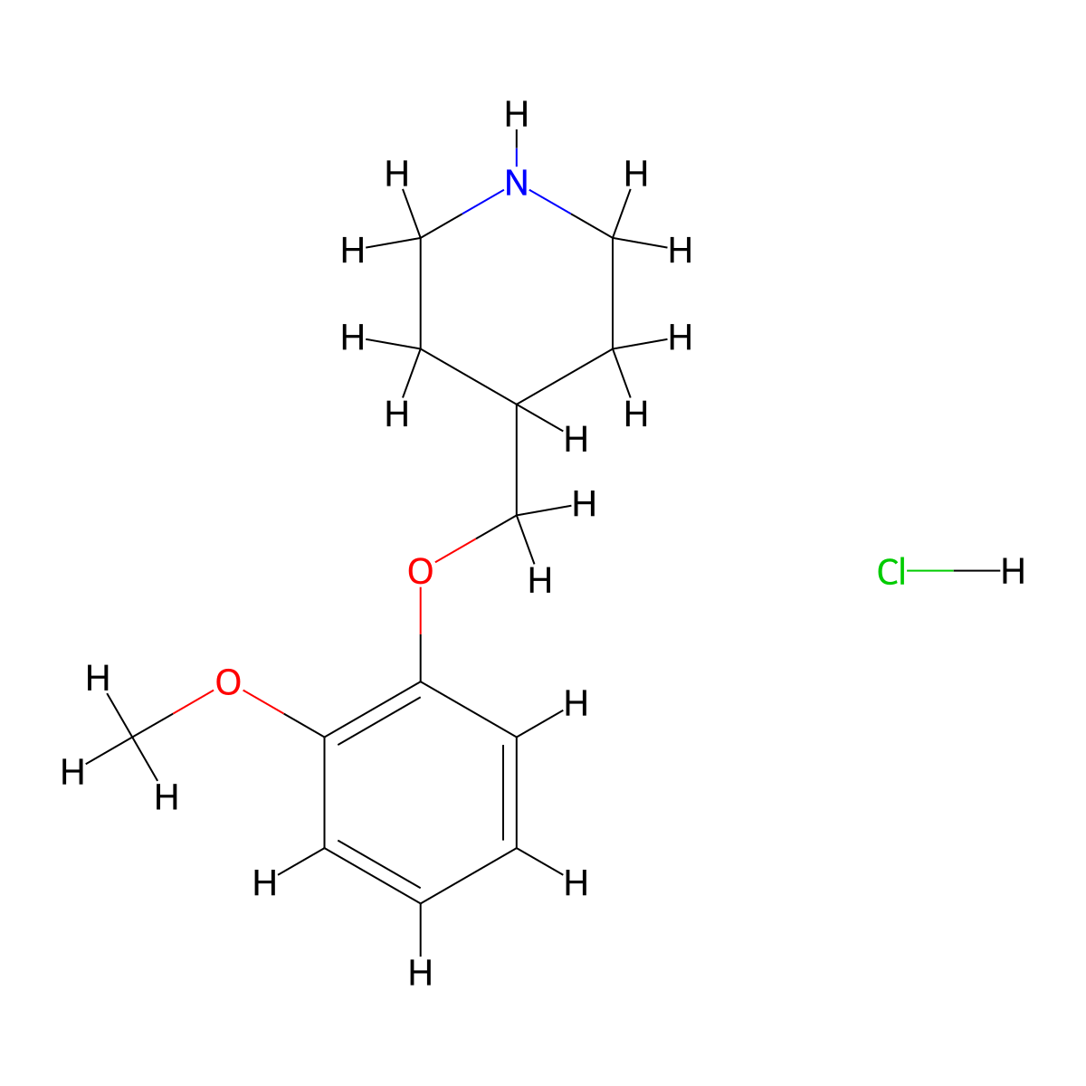 4-[(2-Methoxyphenoxy)methyl]piperidine hydrochloride molecular structure, CAS 614731-32-7