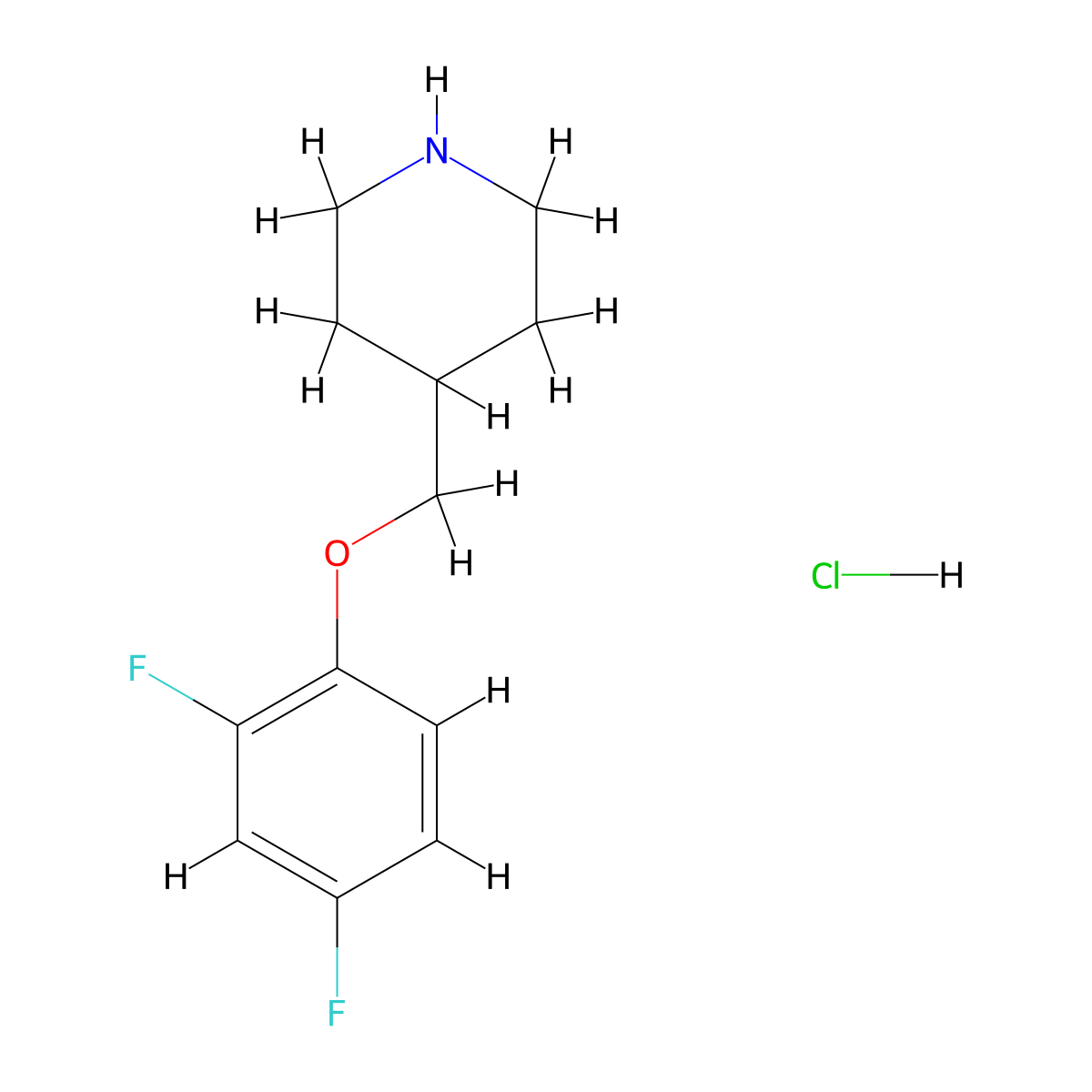 4-((2,4-Difluorophenoxy)methyl)piperidine hydrochloride molecular structure, CAS 614731-39-4