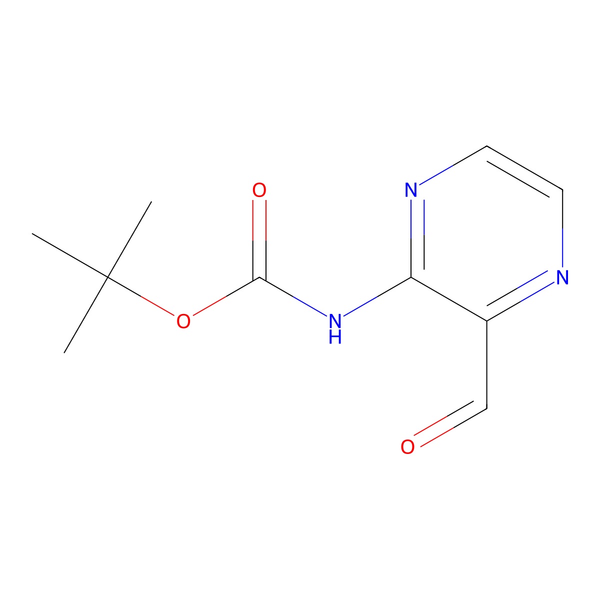 Tert-butyl (3-formylpyrazin-2-yl)carbamate molecular structure, CAS 614732-04-6
