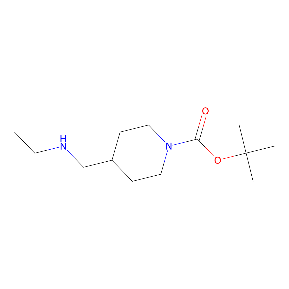 Tert-butyl 4-((ethylamino)methyl)piperidine-1-carboxylate molecular structure, CAS 614745-80-1