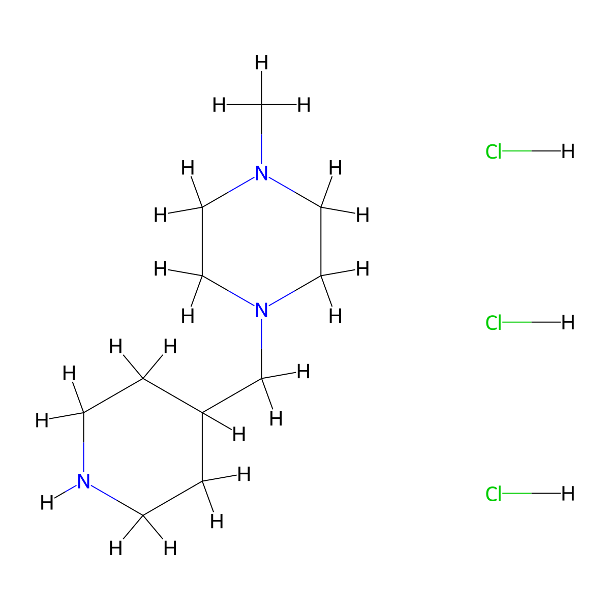 1-Methyl-4-(piperidin-4-ylmethyl)piperazine trihydrochloride molecular structure, CAS 614746-14-4
