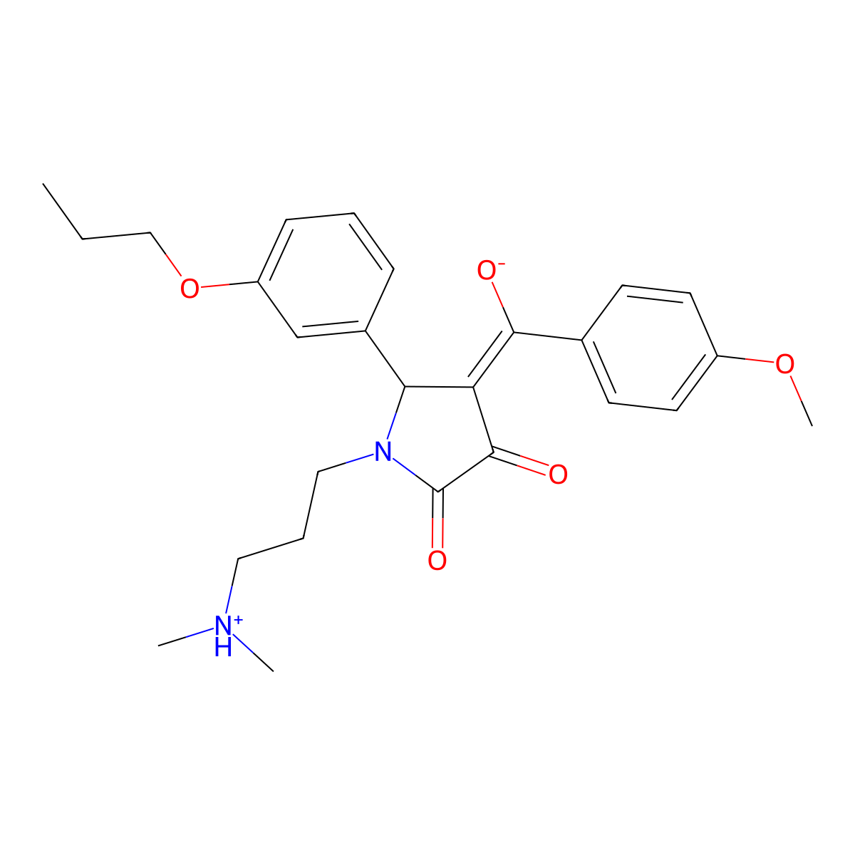1-[3-(dimethylamino)propyl]-3-hydroxy-4-(4-methoxybenzoyl)-5-(3-propoxyphenyl)-2,5-dihydro-1H-pyrrol-2-one molecular structure, CAS 614747-65-8