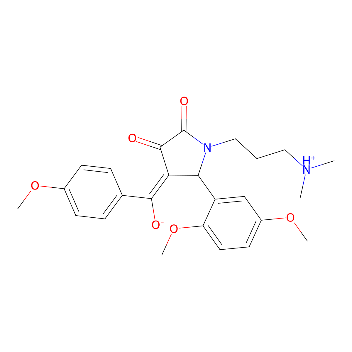 5-(2,5-dimethoxyphenyl)-1-[3-(dimethylamino)propyl]-3-hydroxy-4-(4-methoxybenzoyl)-2,5-dihydro-1H-pyrrol-2-one molecular structure, CAS 614747-67-0