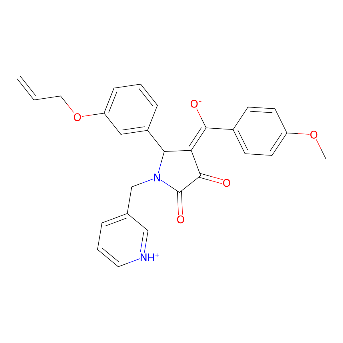 3-hydroxy-4-(4-methoxybenzoyl)-5-[3-(prop-2-en-1-yloxy)phenyl]-1-[(pyridin-3-yl)methyl]-2,5-dihydro-1H-pyrrol-2-one molecular structure, CAS 614747-74-9
