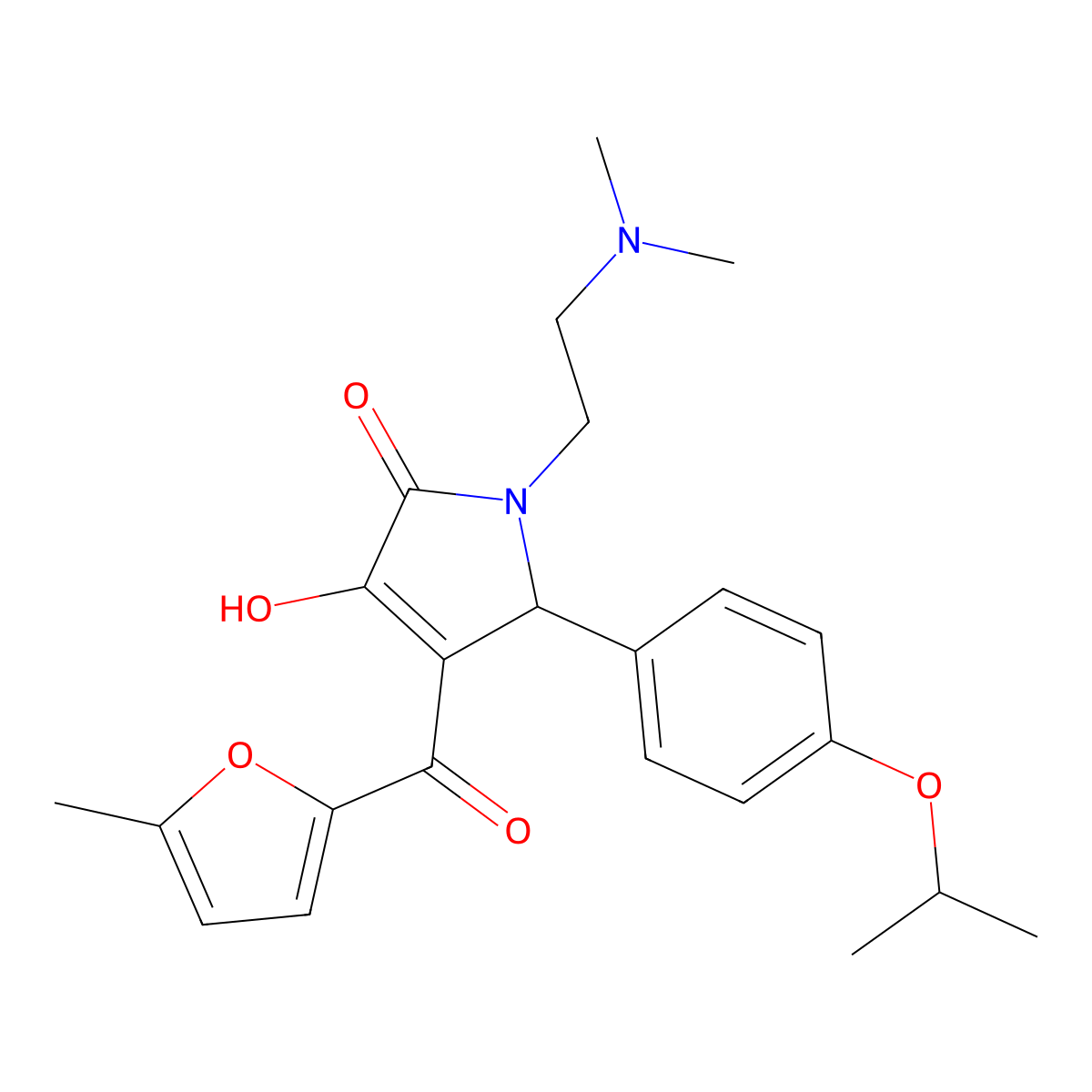 1-(2-(dimethylamino)ethyl)-3-hydroxy-5-(4-isopropoxyphenyl)-4-(5-methylfuran-2-carbonyl)-1H-pyrrol-2(5H)-one molecular structure, CAS 614748-03-7