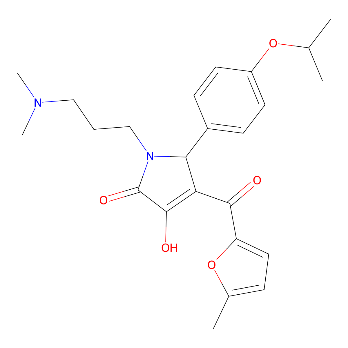 1-(3-(dimethylamino)propyl)-3-hydroxy-5-(4-isopropoxyphenyl)-4-(5-methylfuran-2-carbonyl)-1H-pyrrol-2(5H)-one molecular structure, CAS 614748-07-1