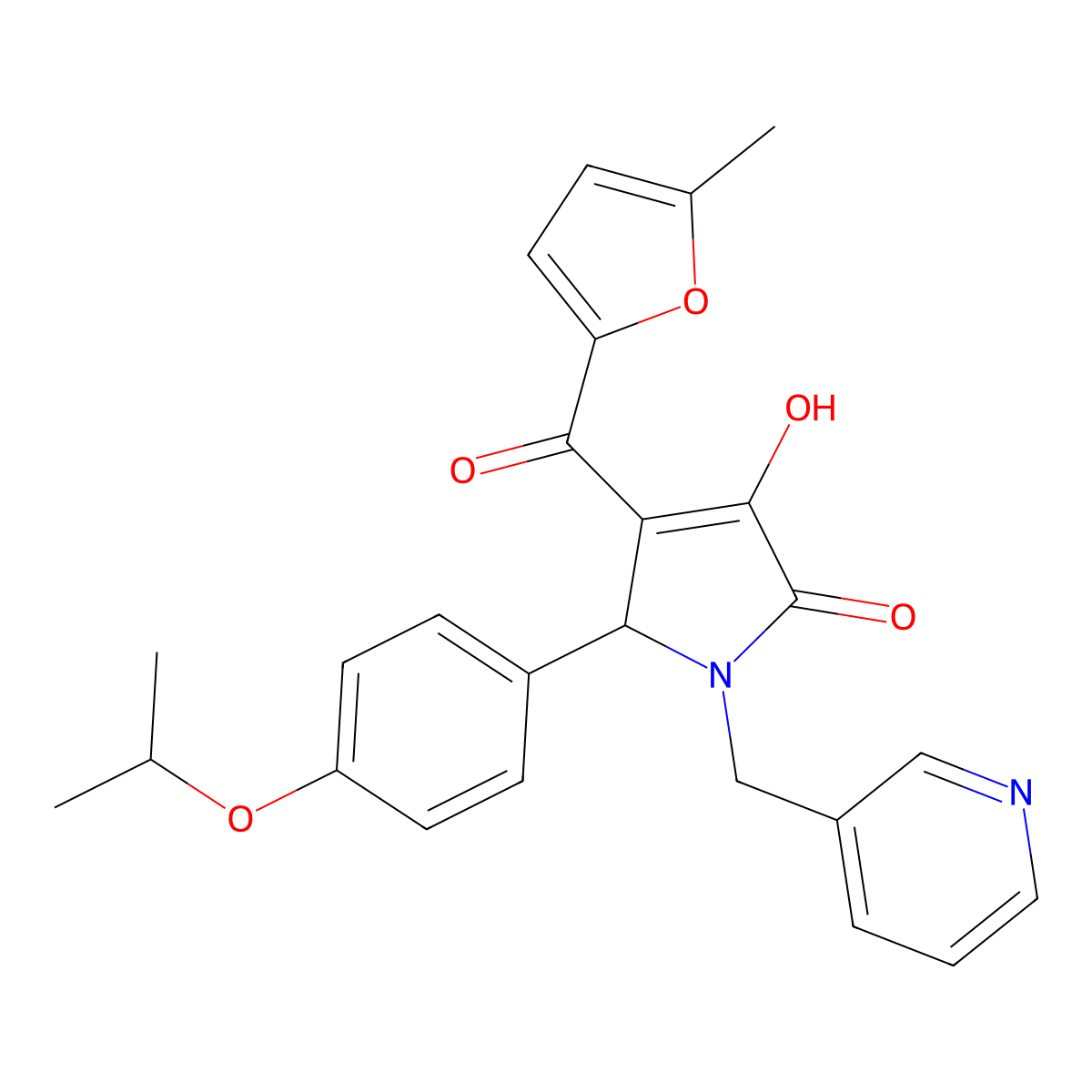3-hydroxy-5-(4-isopropoxyphenyl)-4-(5-methylfuran-2-carbonyl)-1-(pyridin-3-ylmethyl)-1H-pyrrol-2(5H)-one molecular structure, CAS 614748-10-6