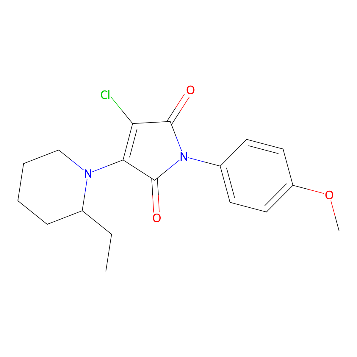 3-chloro-4-(2-ethylpiperidin-1-yl)-1-(4-methoxyphenyl)-1H-pyrrole-2,5-dione molecular structure, CAS 6148-13-6