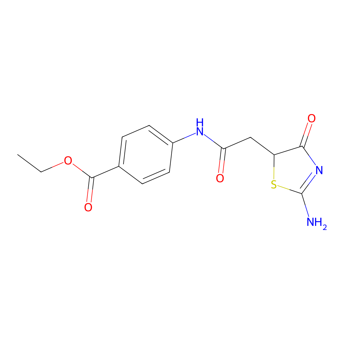 Ethyl 4-(2-(2-imino-4-oxothiazolidin-5-yl)acetamido)benzoate molecular structure, CAS 6148-38-5