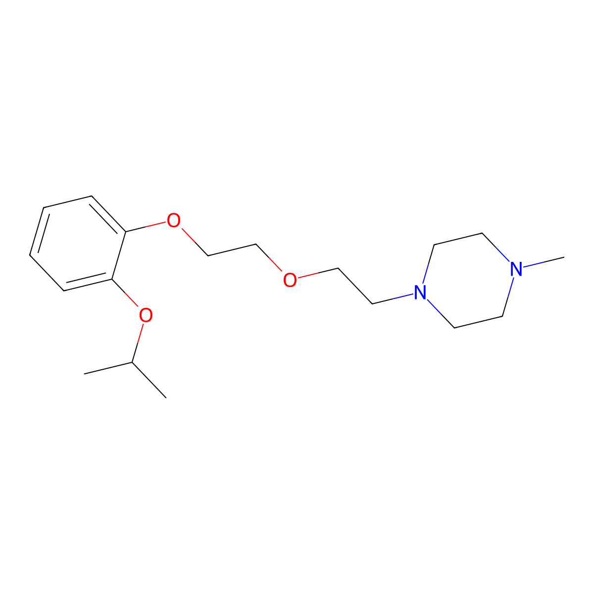 1-Methyl-4-[2-[2-(2-propan-2-yloxyphenoxy)ethoxy]ethyl]piperazine molecular structure, CAS 6148-62-5