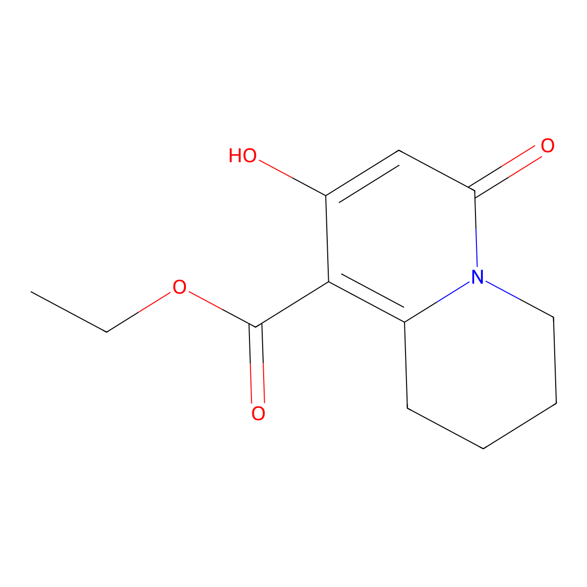 ethyl 8-hydroxy-6-oxo-1,3,4,6-tetrahydro-2H-quinolizine-9-carboxylate molecular structure, CAS 61486-97-3