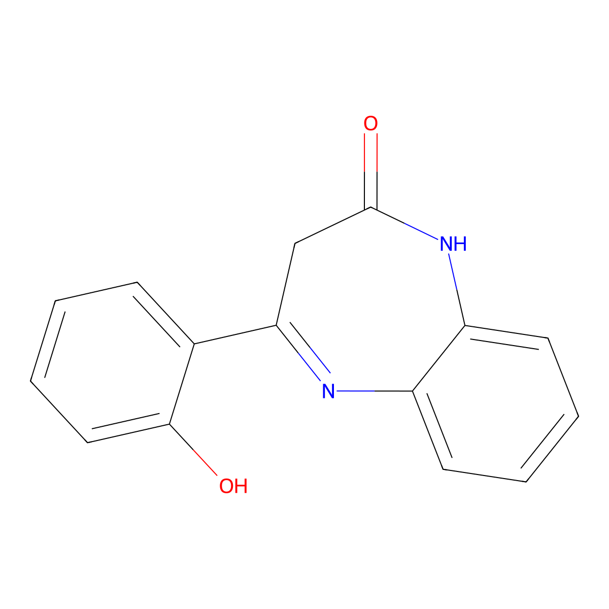1,3-Dihydro-4-(2-hydroxyphenyl)-2H-1,5-benzodiazepin-2-one molecular structure, CAS 61487-06-7