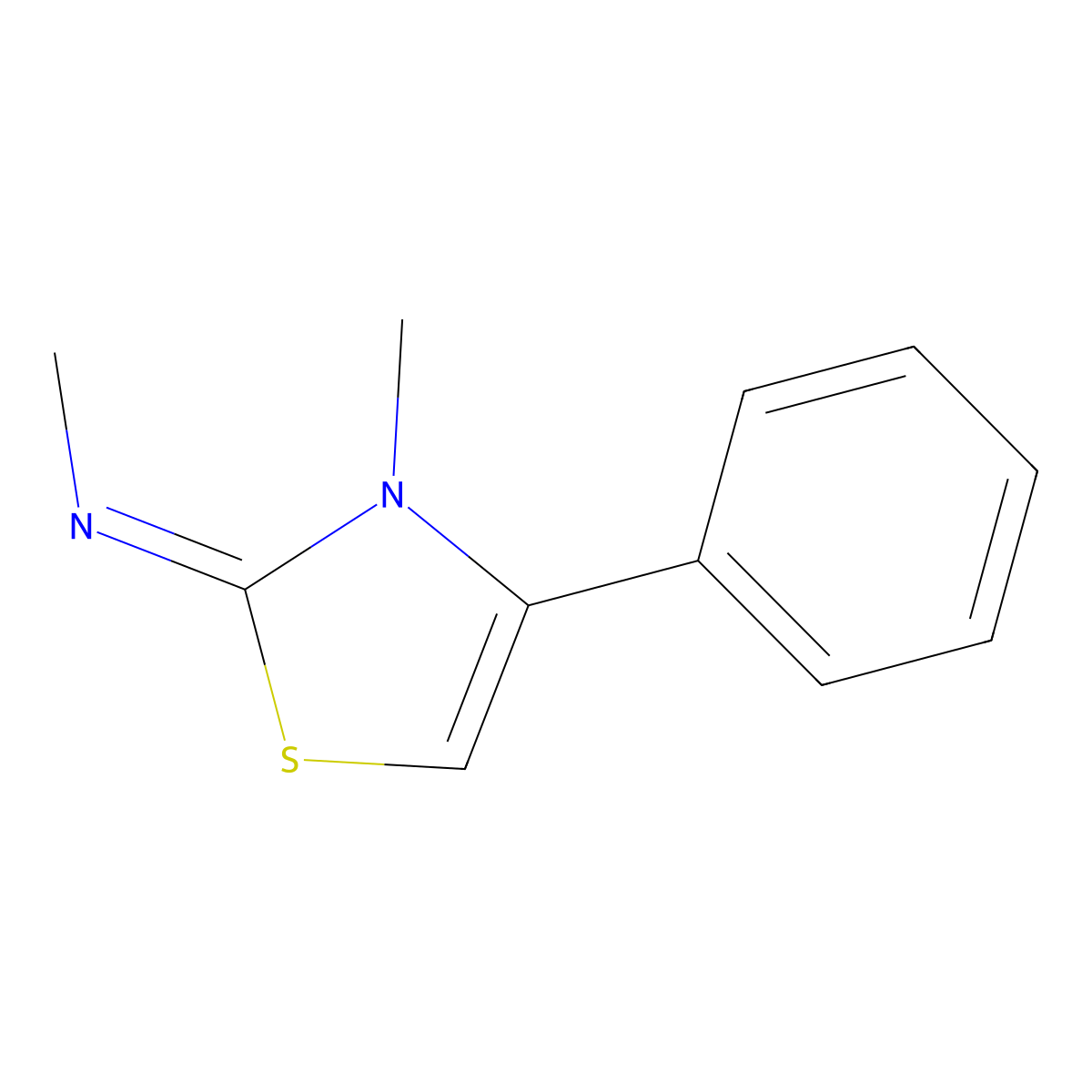 Methanamine, N-(3-methyl-4-phenyl-2(3H)-thiazolylidene)- molecular structure, CAS 6149-11-7