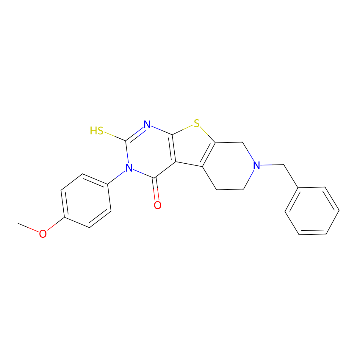7-benzyl-3-(4-methoxyphenyl)-2-sulfanyl-5,6,7,8-tetrahydropyrido[4',3':4,5]thieno[2,3-d]pyrimidin-4(3H)-one molecular structure, CAS 6149-44-6
