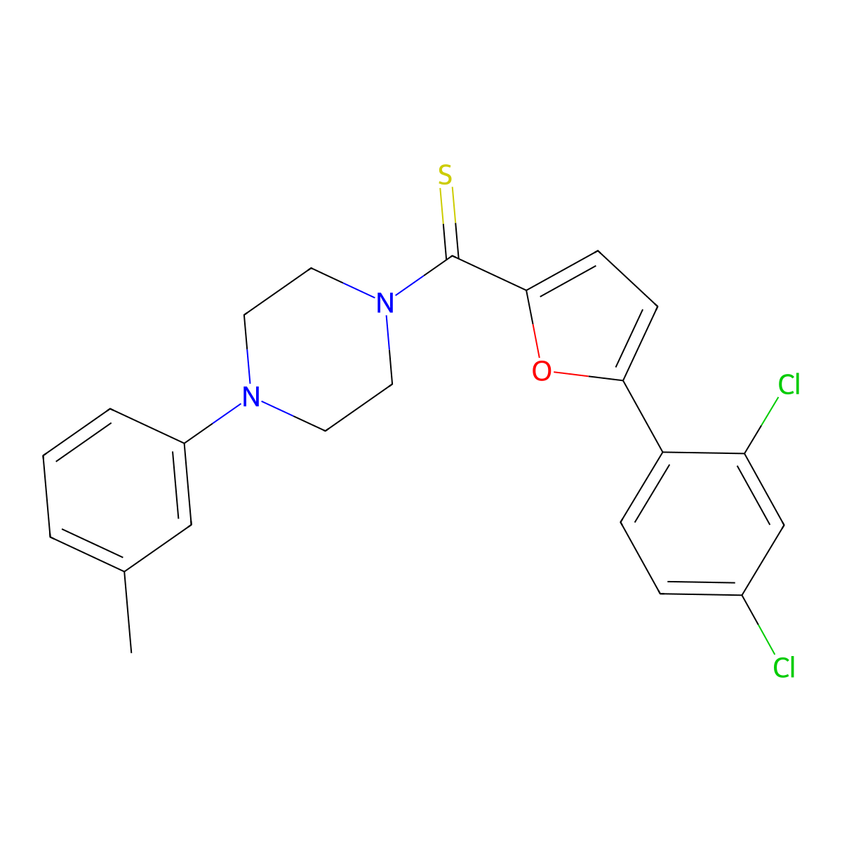 [5-(2,4-Dichlorophenyl)furan-2-yl][4-(3-methylphenyl)piperazin-1-yl]methanethione molecular structure, CAS 6149-59-3