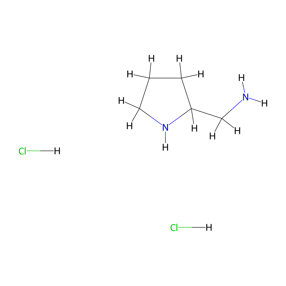 2-(Aminomethyl)pyrrolidine dihydrochloride molecular structure, CAS 6149-92-4