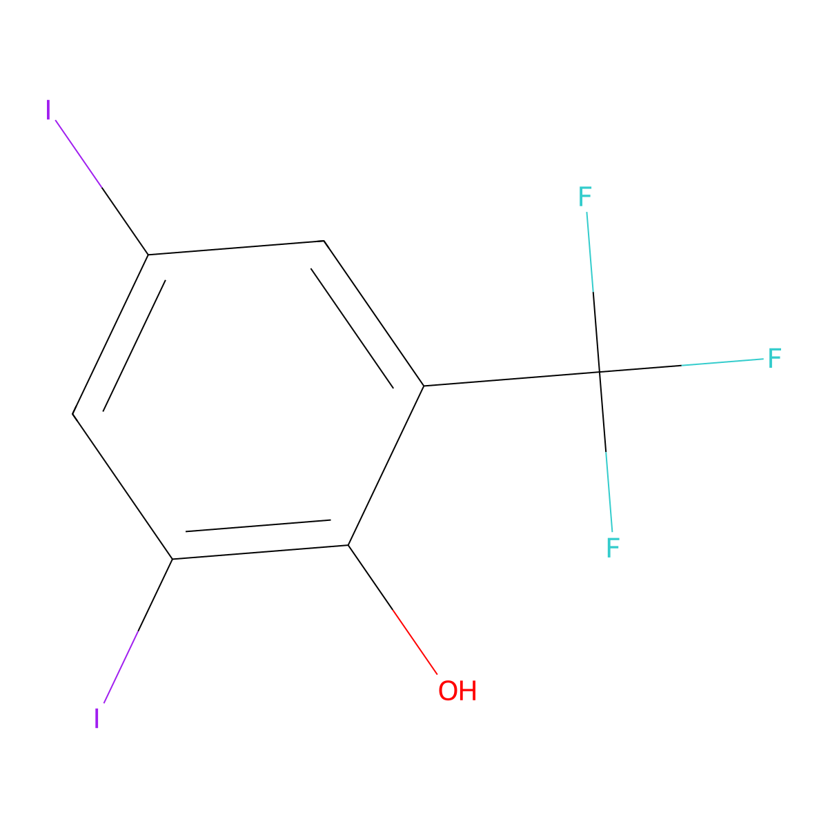 Phenol, 2,4-diiodo-6-(trifluoromethyl)- molecular structure, CAS 61494-84-6