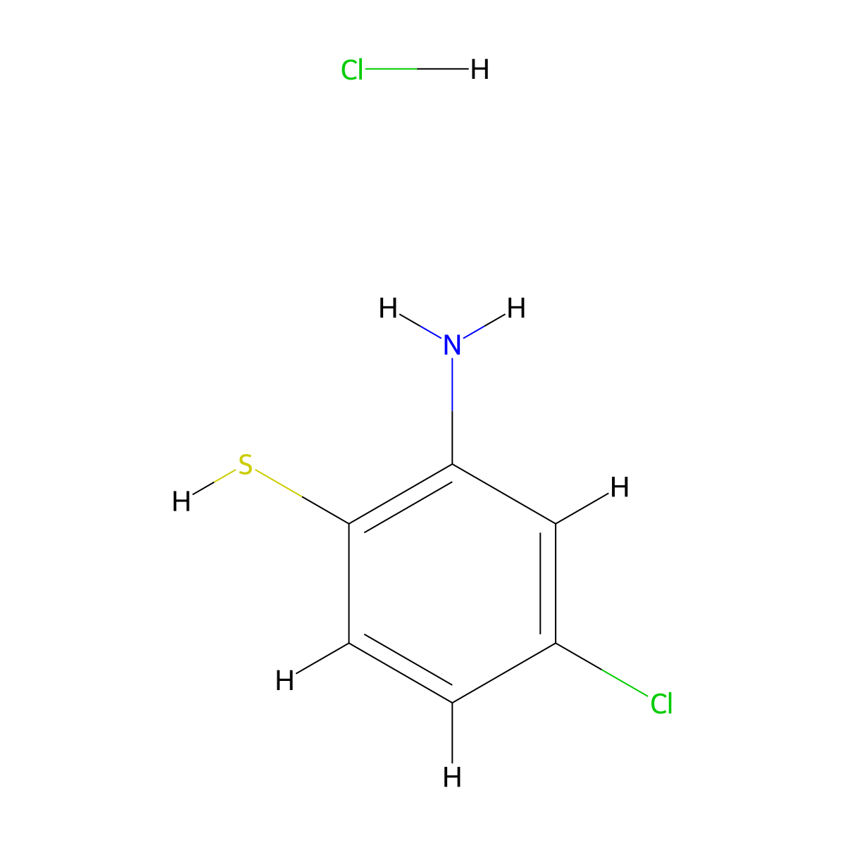 Benzenethiol, 2-amino-4-chloro-, hydrochloride (1:1) molecular structure, CAS 615-48-5