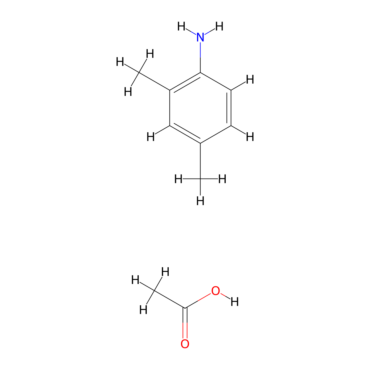 Benzenamine, 2,4-dimethyl-, acetate (1:1) molecular structure, CAS 615-49-6