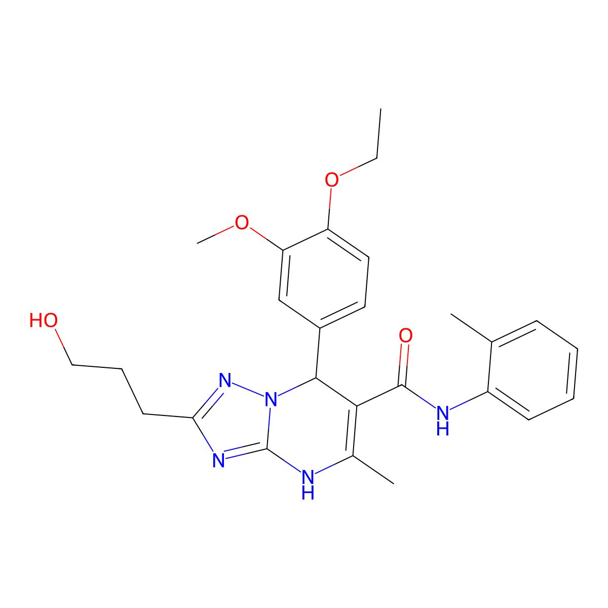 7-(4-ethoxy-3-methoxyphenyl)-2-(3-hydroxypropyl)-5-methyl-N-(2-methylphenyl)-1,7-dihydro-[1,2,4]triazolo[1,5-a]pyrimidine-6-carboxamide molecular structure, CAS 6150-46-5