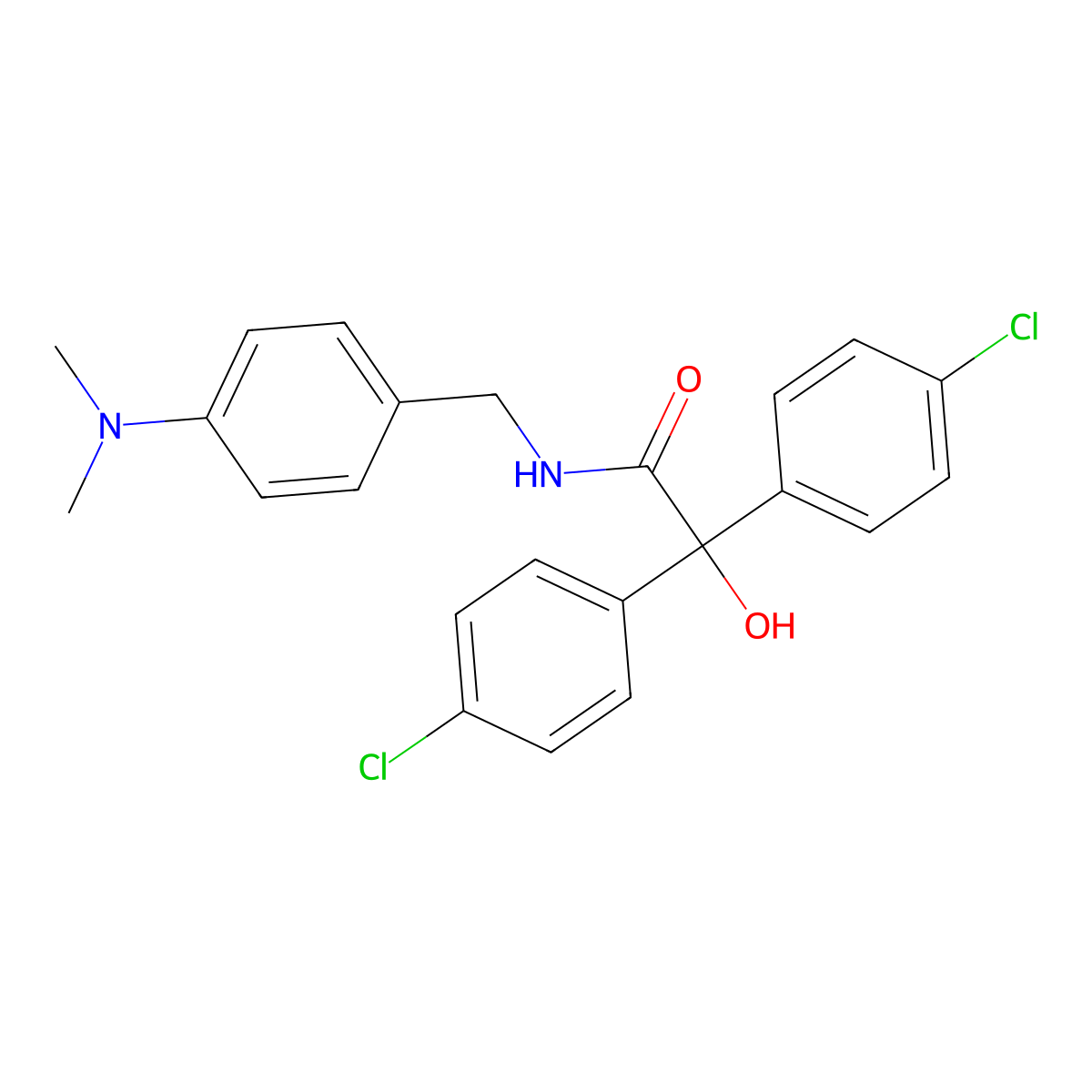 2,2-Bis(4-chlorophenyl)-N-{[4-(dimethylamino)phenyl]methyl}-2-hydroxyacetamide molecular structure, CAS 6150-50-1
