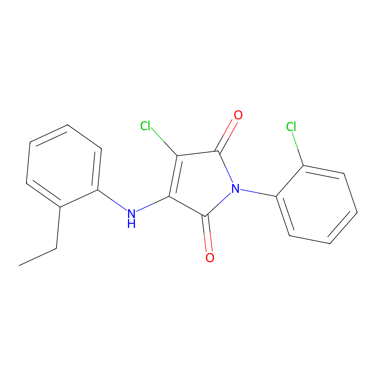 3-chloro-1-(2-chlorophenyl)-4-[(2-ethylphenyl)amino]-1H-pyrrole-2,5-dione molecular structure, CAS 6150-96-5