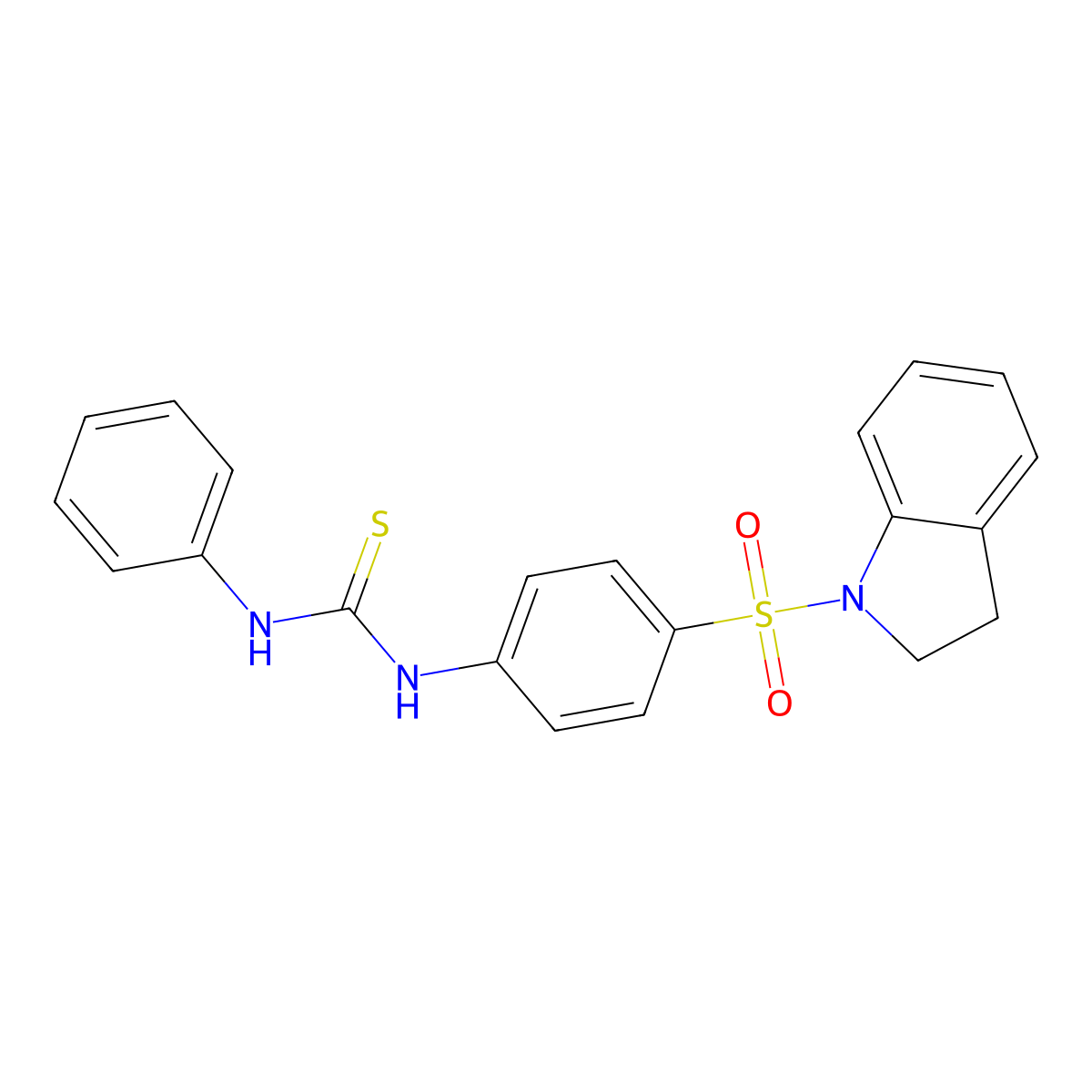 N-[4-(2,3-dihydro-1H-indol-1-ylsulfonyl)phenyl]-N'-phenylthiourea molecular structure, CAS 6151-09-3