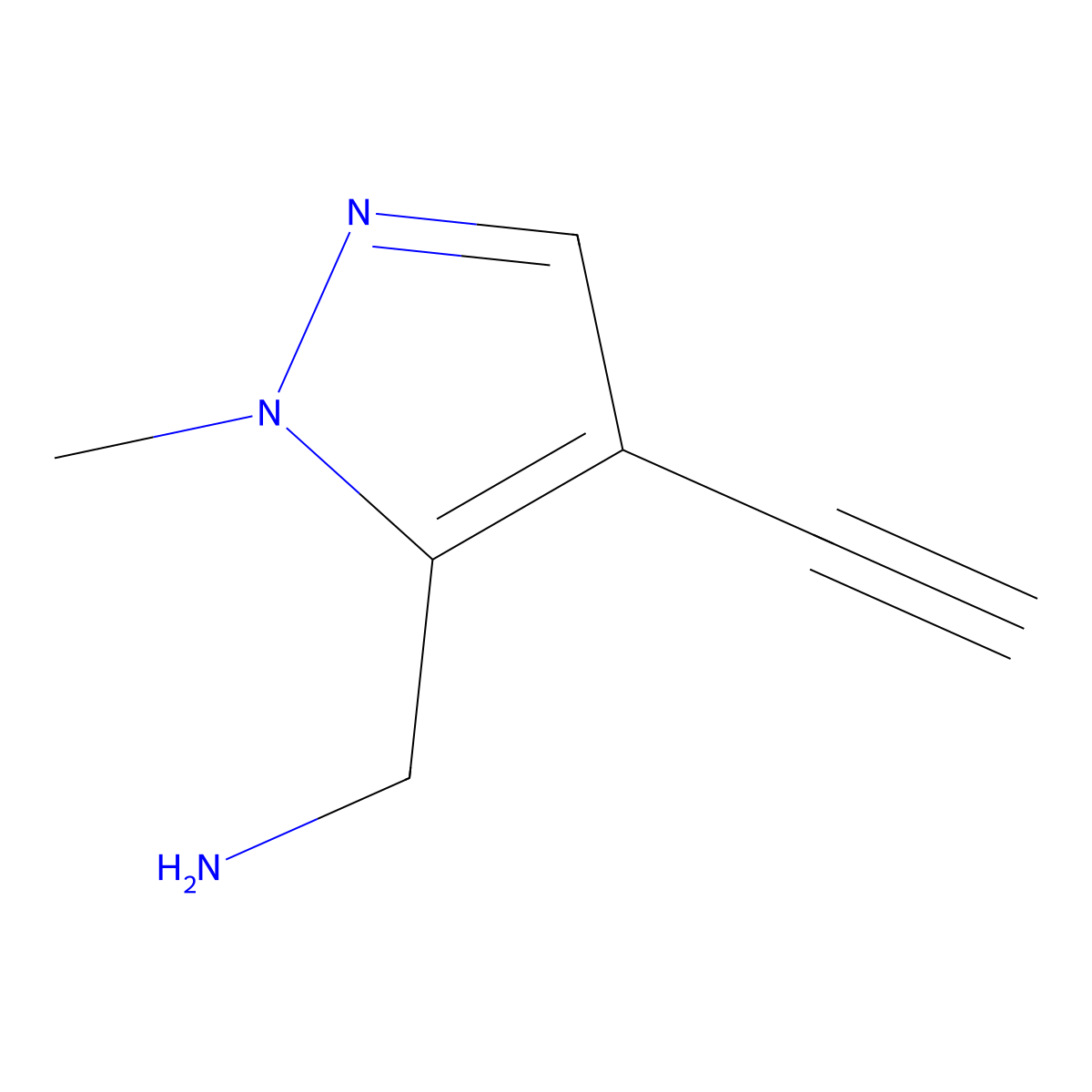 (4-ethynyl-1-methyl-1H-pyrazol-5-yl)methanamine molecular structure, CAS 61514-43-0